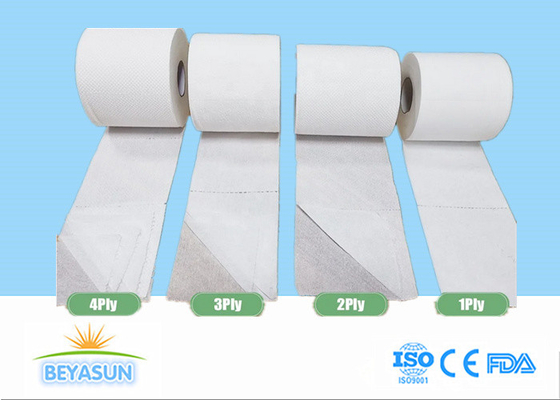 Customizable 2ply/3ply/4ply White Strong And Absorbable Toilet Tissue Roll Paper For Bathroom / Hotel / Home