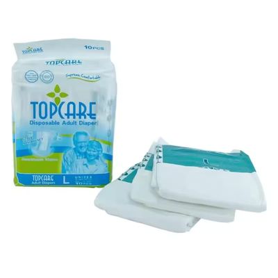 Super Comfortable Disposable Adult Diaper With PE Film Backsheet And Printed Features Features PE Tape